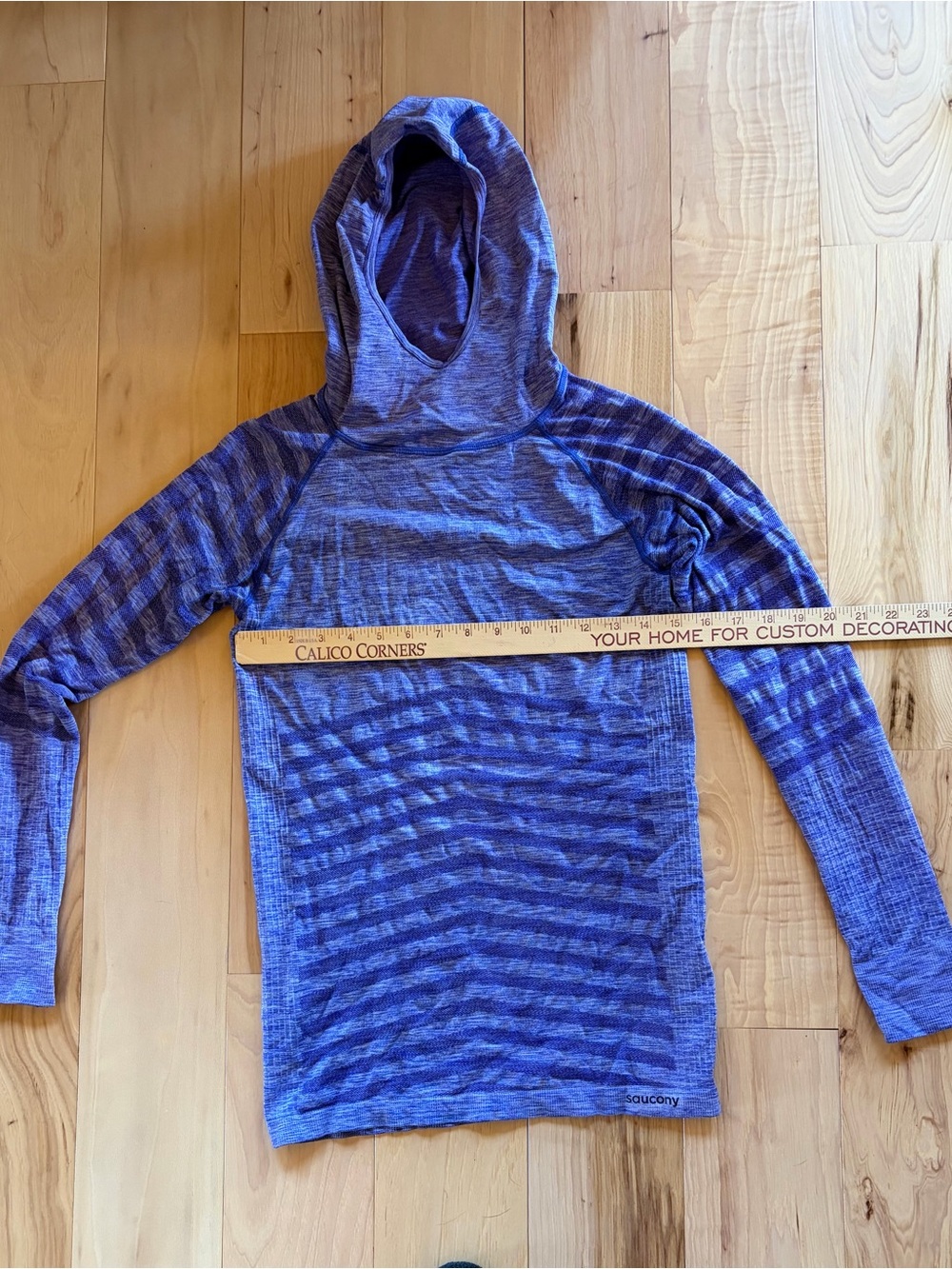 Saucony Purple Thin Knit Striped Hooded Long Sleeve Pullover
